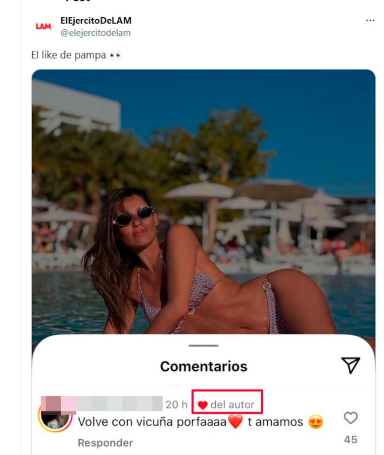El like que mandó al frente a Pampita. El like que mandó al frente a Pampita.