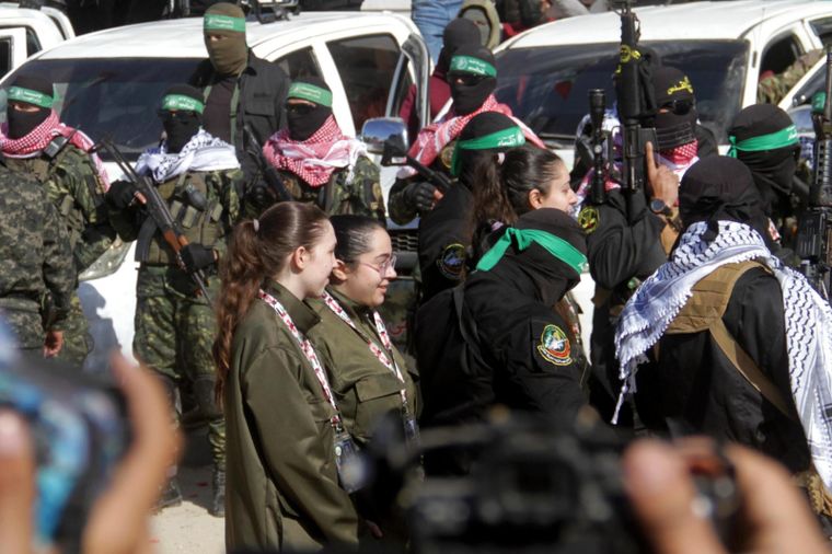 Rehenes liberadas por el grupo terrorista Hamás.