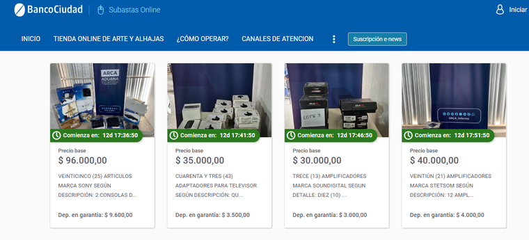 La subasta de ARCA a través del sitio del Banco Ciudad. La subasta de ARCA a través del sitio del Banco Ciudad.