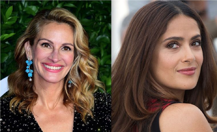 Julia Roberts y Salma Hayek apuestan al rosa para propuestas de día y de noche. Foto: Instagram