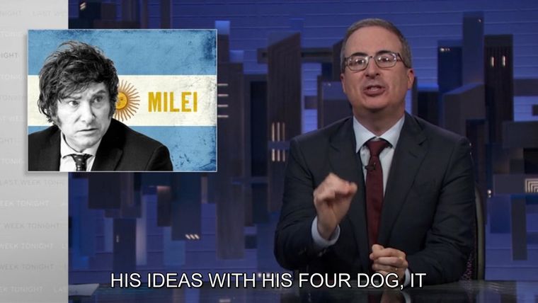 El animador John Oliver ridiculizó al candidato de LLA Javier Milei en su programa televisivo Foto: Captura de video