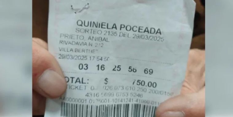 Los números ganadores gracias a la combinación con la fecha de cumpleaños Foto: Diario Chaco