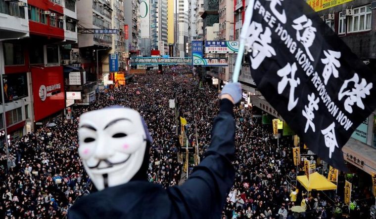 protesta Hong Kong Las protestas en Hong Kong fueron masivas. Foto: Efe.