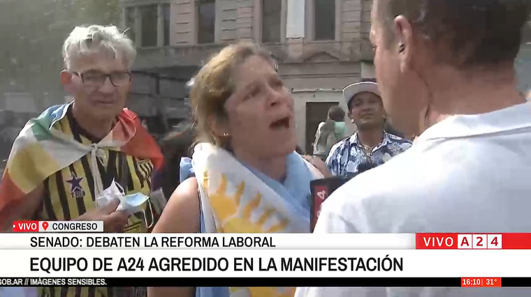 Un cronista de A24 fue increpado por manifestantes.&nbsp;
