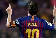 Los goles de Messi en Barcelona fueron cientos y casi siempre los festejaba apuntando al cielo. Foto: REUTERS