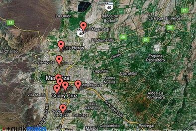 MDZol | En rojo, los lugares donde se produjeron los hechos. Foto: Captura pantalla Google Maps
