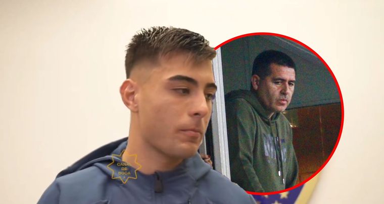 Aaron Anselmino le regaló la camiseta a Riquelme. Foto: Captura - NA