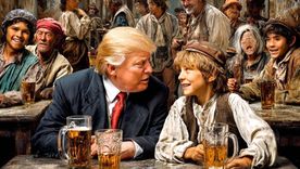 Donald Trump busca coincidencias con su amigo Lázaro, en esta imagen creada con IA. Foto Midjourney Donald Trump busca coincidencias con su amigo Lázaro, en esta imagen creada con IA. Foto Midjourney