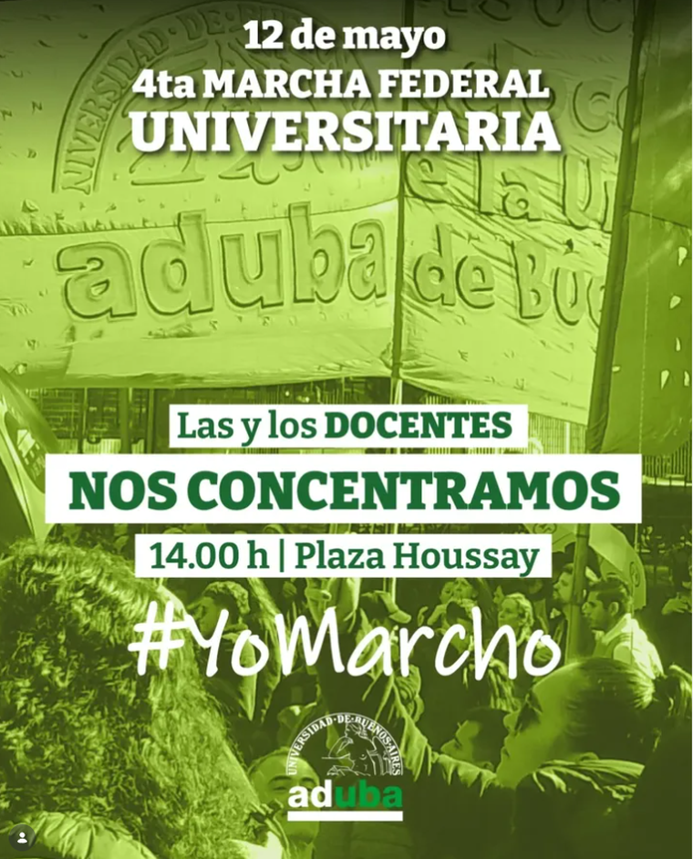 Aduba convocó a la Plaza Houssay para iniciar la marcha universitaria. Aduba convocó a la Plaza Houssay para iniciar la marcha universitaria.