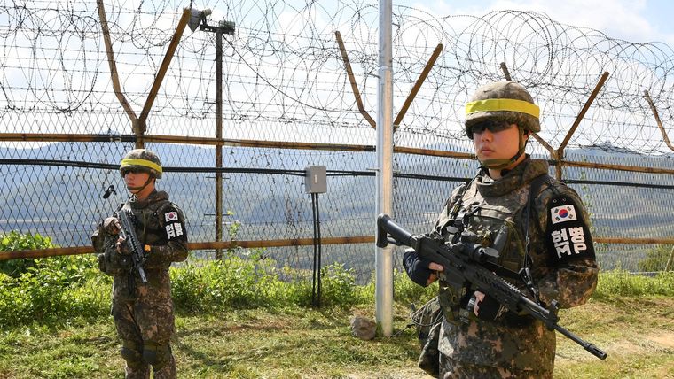Soldados surcoreanos en Cheorwon, Corea del Sur. 2 de octubre de 2018.