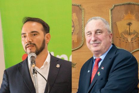 El gobernador de Corrientes, Juan Pablo Valdés, y su par de Misiones, Hugo Passalaqua.