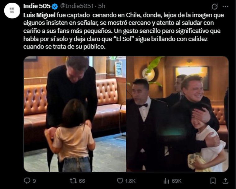 Luis Miguel en público. Créditos: X Luis Miguel en público. Créditos: X