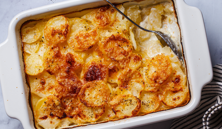 Papas gratinadas con crema y queso Papas gratinadas con crema y queso