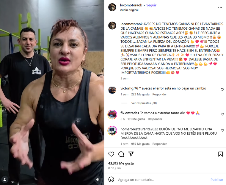 El último mensaje que le dejó la Locomotora a sus seguidores. Foto: captura de pantalla Instagram/ @locomotoraok. El último mensaje que le dejó la Locomotora a sus seguidores. Foto: captura de pantalla Instagram/ @locomotoraok. 