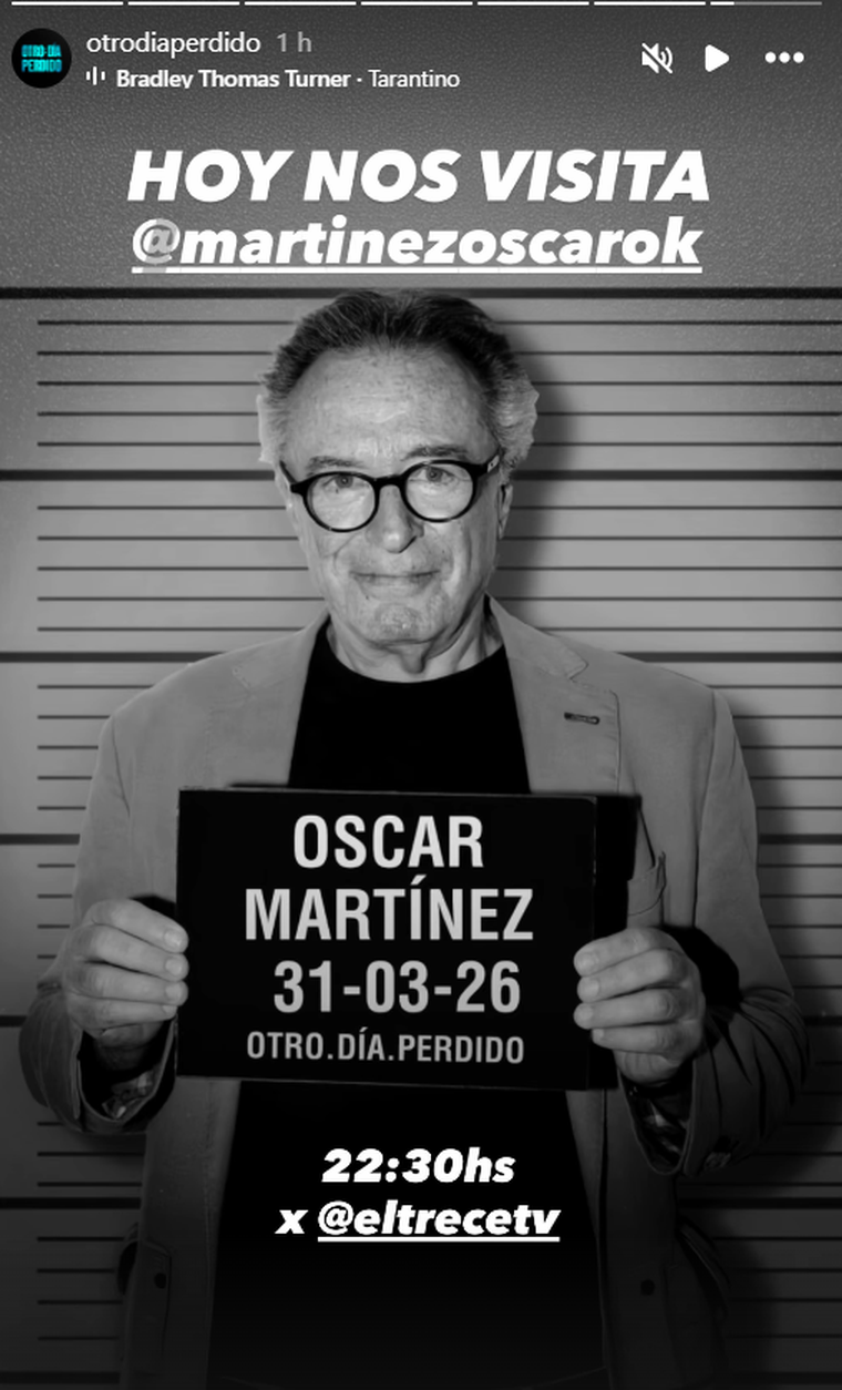 Mario Pergolini recibirá a Oscar Martínez en Otro Día Perdido . Mario Pergolini recibirá a Oscar Martínez en Otro Día Perdido .