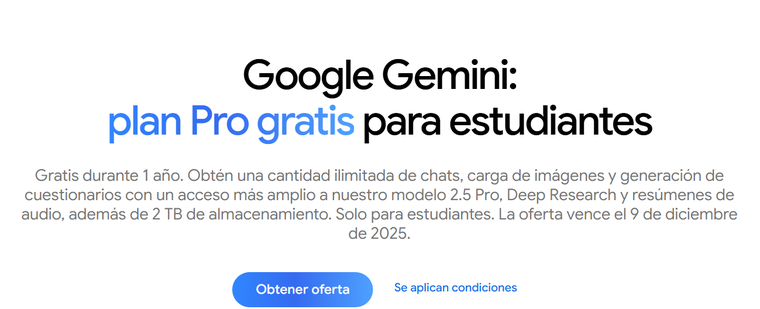 Google AI Pro ofrece a estudiantes universitarios acceso gratuito durante un año a sus herramientas de inteligencia artificial. Google AI Pro ofrece a estudiantes universitarios acceso gratuito durante un año a sus herramientas de inteligencia artificial.