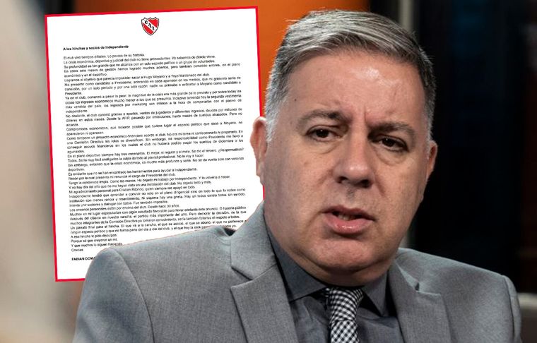 Doman presentó su renuncia como presidente e Independiente es un caos.