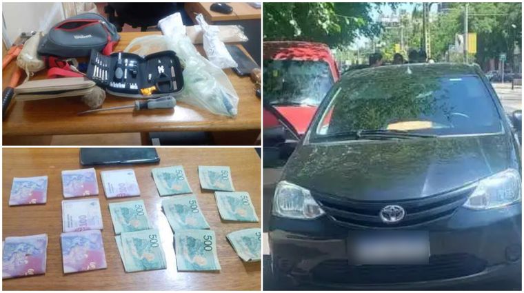 El auto que utilizaban los detenidosa y los elementos secuestrados. El auto que utilizaban los detenidosa y los elementos secuestrados.