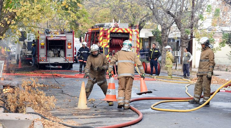Bomberos trabajan para contener el fuego Foto: ALF PONCE MERCADO / MDZ