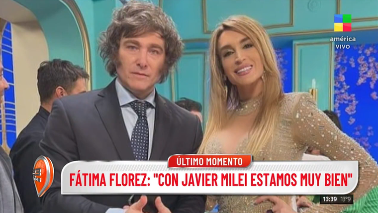 Javier Milei y Fátima Flórez comenzaron su relación tras coincidir en el almuerzo de Mirtha Legrand. Foto: Captura de pantalla