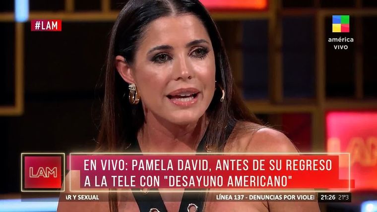 Pamela David pasó por el estudio de LAM Foto: Captura TV