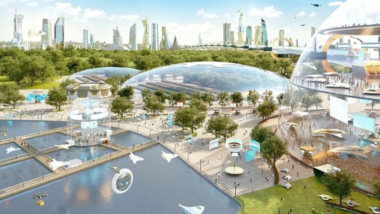 Una imagen conceptual del futuro Área de la Bahía de Tokio, donde la naturaleza y la tecnología estarán estrechamente integradas. Foto: Tokio Updates