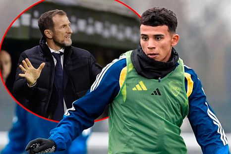 El Vasco Arruabarrena mantuvo una charla particular con Leonel Flores durante el último entrenamiento. El Vasco Arruabarrena mantuvo una charla particular con Leonel Flores durante el último entrenamiento.