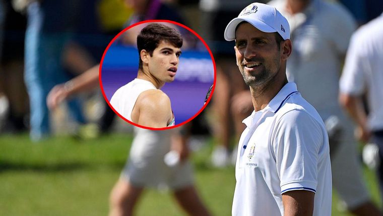 Desde la Ryder Cup de golf, Djokovic habló sobre su rivalidad con Alcaraz Foto: EFE