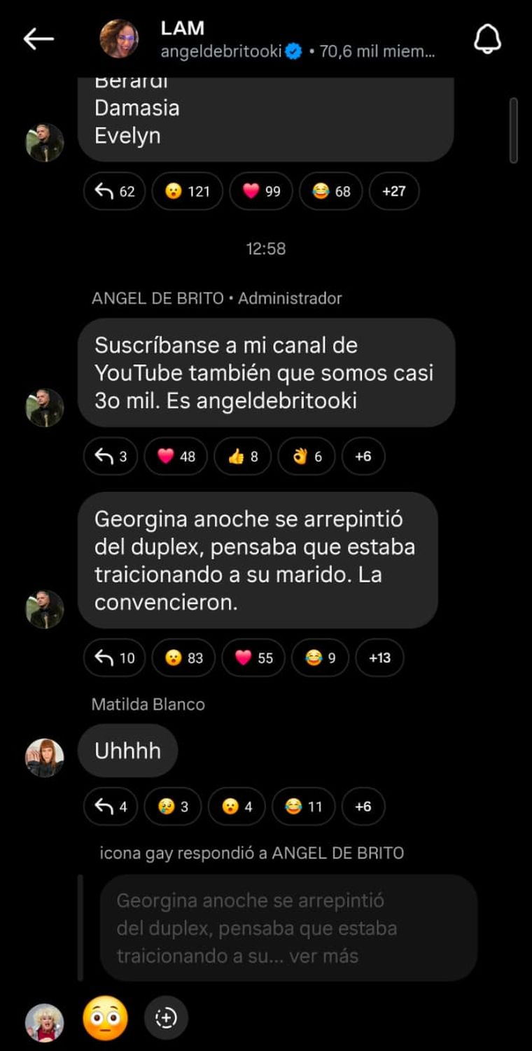 Afirman que Georgina Barbarossa se arrepintió del dúplex. Afirman que Georgina Barbarossa se arrepintió del dúplex. 