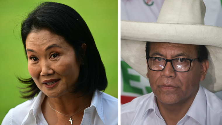 Fujimori y Sánchez encabezan el recuento de votos en Perú en su recta final. Fujimori y Sánchez encabezan el recuento de votos en Perú en su recta final.