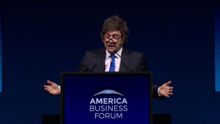 Javier Milei en el America Business Forum de Miami.