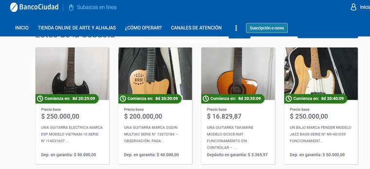 Algunas guitarras que subasta ARCA.