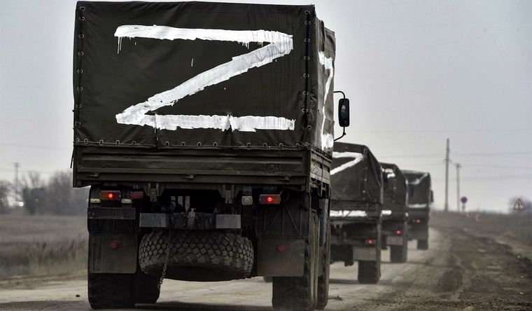 Rusia camiones tropas Vehículos de Rusia, en Crimea. Foto: Efe.