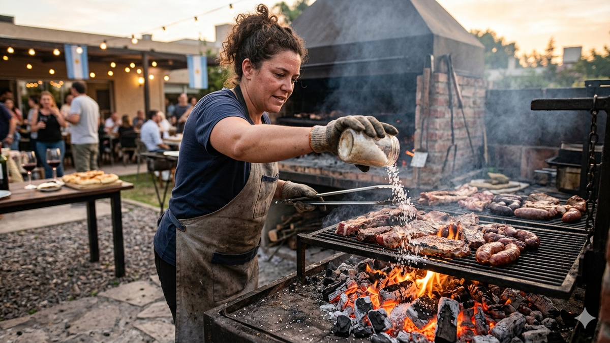 Arrojar sal a las brasas del asado: para qué sirve y cuándo conviene hacerlo