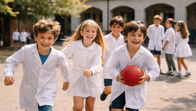 El guardapolvo blanco es un invento argentino. (Imagen creada con IA). El guardapolvo blanco es un invento argentino. (Imagen creada con IA).
