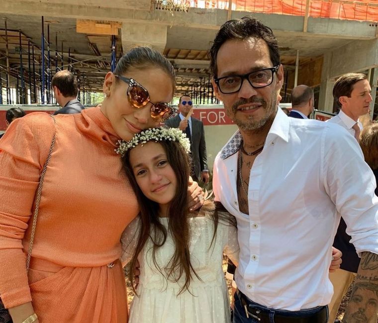 Jennifer Lopez junto a su hija Emme y su exesposo Marc Anthony