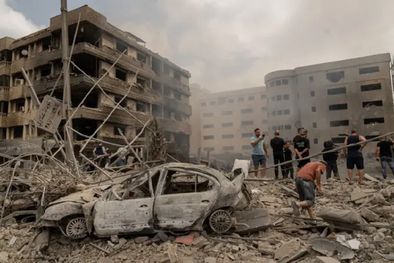 MDZol | Un ataque aéreo en el borde de la zona de Dahieh destruyó completamente un edificio y dañó las estructuras adyacentes, incluida una gran clínica de ginecología. Foto: Joel Gunter/BBC