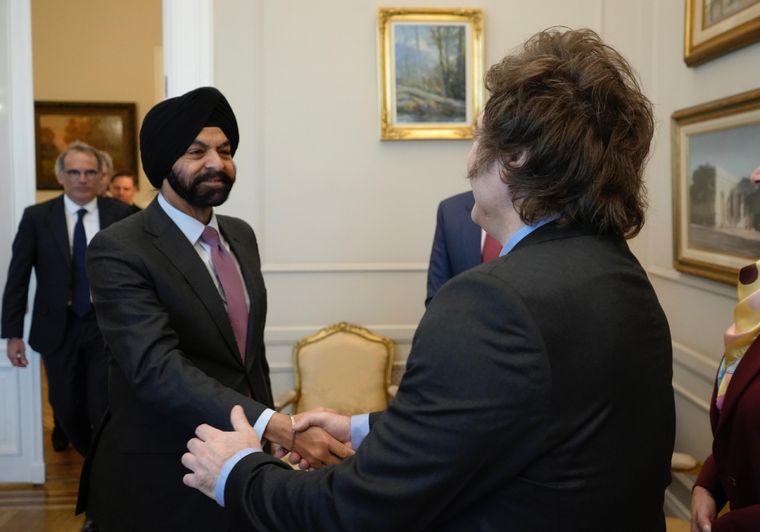 Javier Milei recibió a Ajay Banga en Casa Rosada. Foto: Presidencia de la Nación