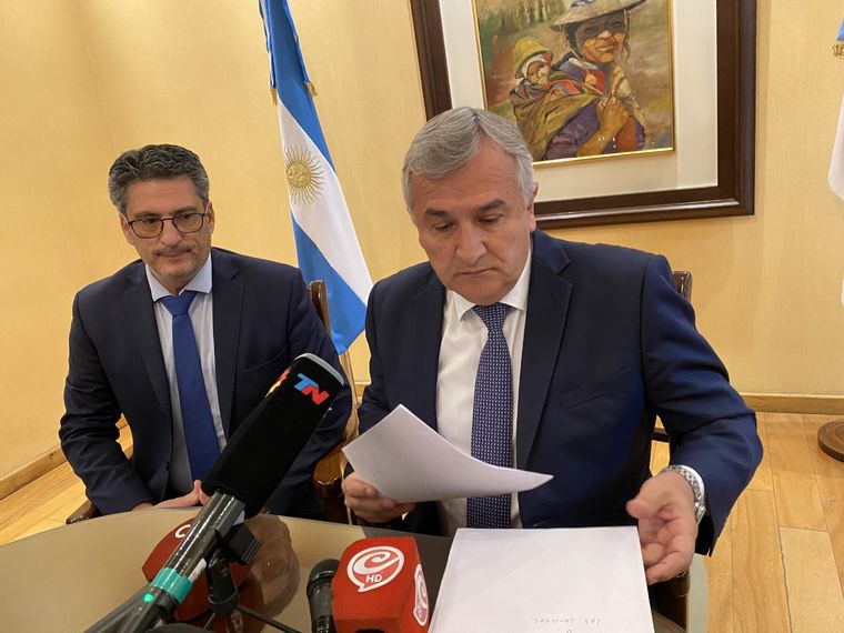 Gerardo Morales encabezó una conferencia de prensa en la Casa de Jujuy en la Ciudad de Buenos Aires.