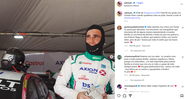 Los mensajes de Gustavo y Cris en la publicación de Valentín. Foto: captura de pantalla Instagram/ @valenyan_ Los mensajes de Gustavo y Cris en la publicación de Valentín. Foto: captura de pantalla Instagram/ @valenyan_