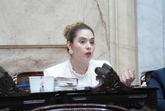 Diputada Lourdes Arrieta en el Congreso, esta semana, lanzando criticas a la Reforma Laboral.