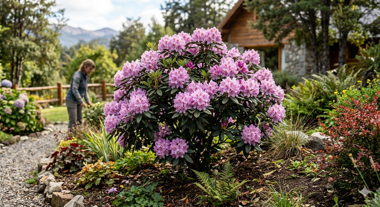 Rododendro, una de las plantas más bellas para el otoño. Fuente: IA Gemini. Rododendro, una de las plantas más bellas para el otoño. Fuente: IA Gemini.