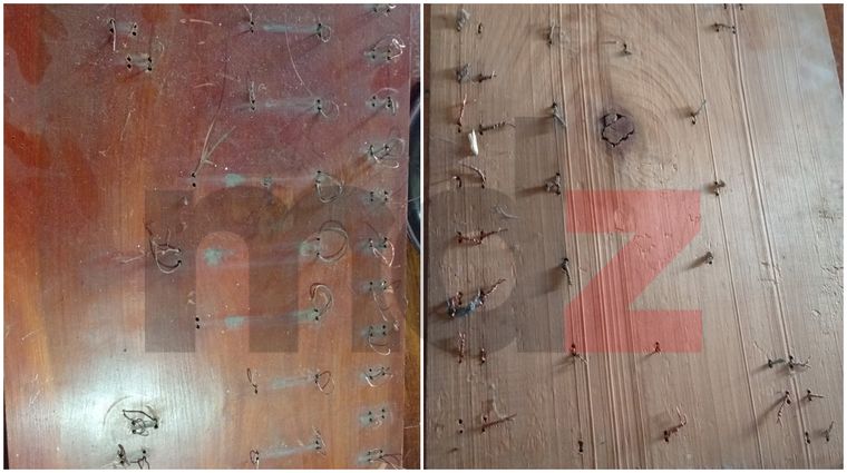 Así quedaron los cuadros donde Gómez Moyano tenía las balas que pertenecían a su abuelo, exmiembro de la Policía Federal Argentina. Así quedaron los cuadros donde Gómez Moyano tenía las balas que pertenecían a su abuelo, exmiembro de la Policía Federal Argentina.