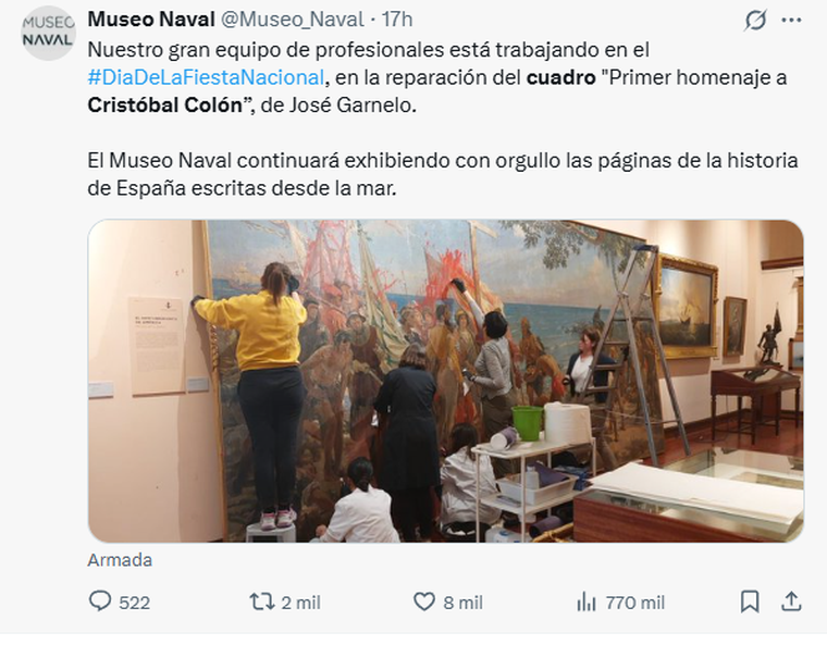 El comunicado del Museo Naval. El comunicado del Museo Naval.