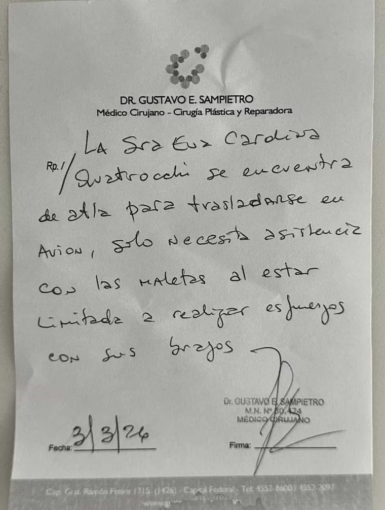 La actriz debió ser asistida por personal de salud en un hotel porteño antes de viajar. La actriz debió ser asistida por personal de salud en un hotel porteño antes de viajar.
