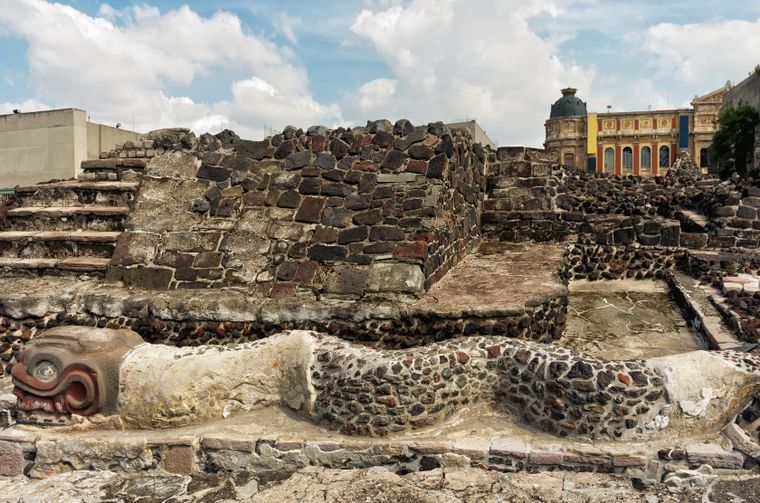 Ruinas del Templo Mayor, en el corazón de Ciudad de México, donde alguna vez se erigió la imponente capital del Imperio azteca. &nbsp;
