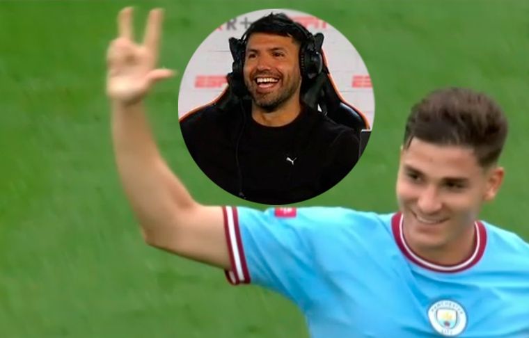 El Kun celebró el gol de Julián El ex Manchester City festejó el tanto de la Araña.