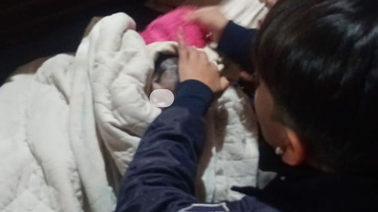 Dos efectivos de Maipú asistieron un parto. Ahora el bebé fue abandonado y le prestan ayuda.