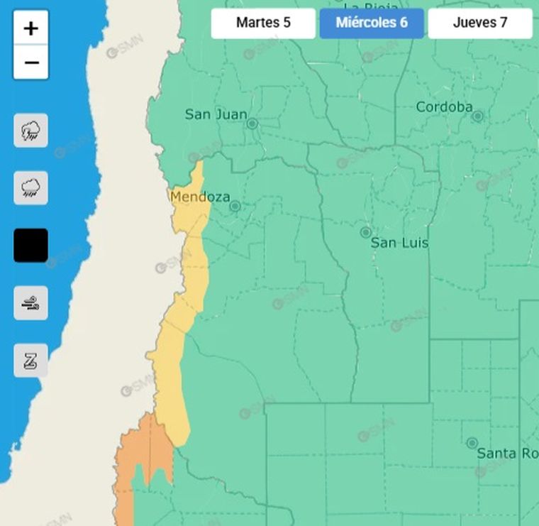 El SMN emitió un alerta por nevadas en la cordillera de Mendoza. El SMN emitió un alerta por nevadas en la cordillera de Mendoza.
