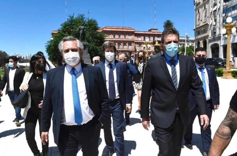 Alberto Fernández y Sergio Massa hoy almorzaron juntos en Casa Rosada Foto: Télam